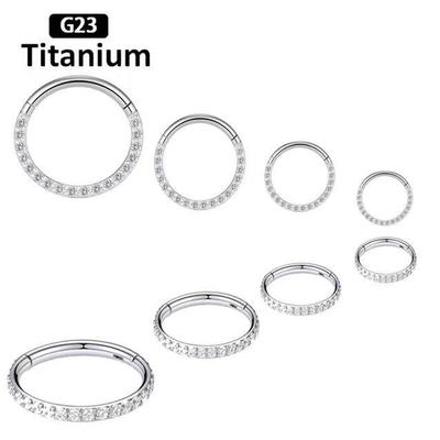 Nuevos G23 Titanio Alta Calidad CZ Segmento Alto Anillos de Nariz Abiertos Pequeños Aros Septum Piercings Pendientes Hélix Cuerpo Zircón ASTM f136
