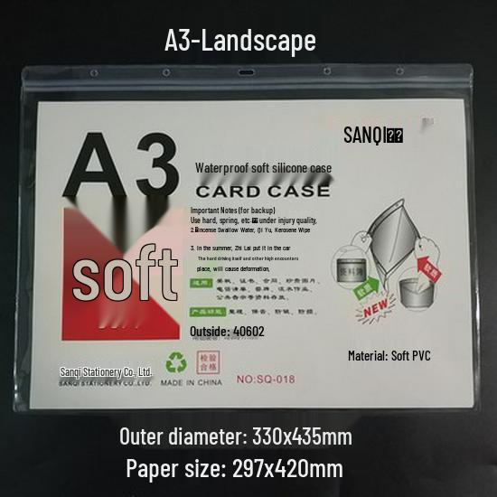 Waterproof Transparent Badge & Document Holder - Large, Soft, Vertical/Horizontal, Fits A5, B6, A4, A3