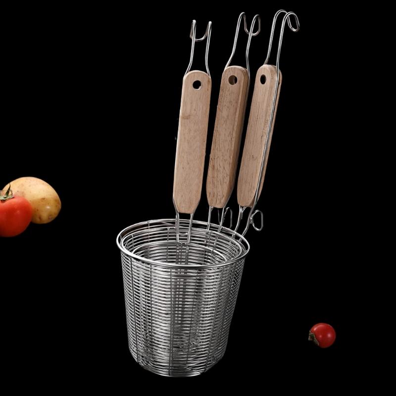 Multifuntional 201Stainless Steel Food Strainer Basket with Ergonomic Handle Suitable for Steaming and Blanching