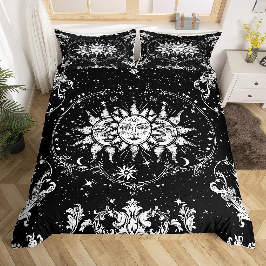 Sol og Måne Sengetøy Elegant Gull Sol og Måne Dynesett Tredelt Sett