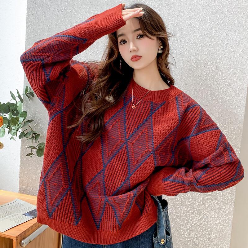 Mocana Women's Long Sleeve Argyle Knit Sweater