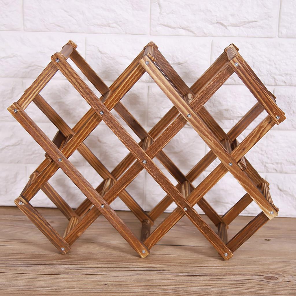 Foldable Wooden Wine Rack Organizer Display Shelf 10 Bottles Capacity