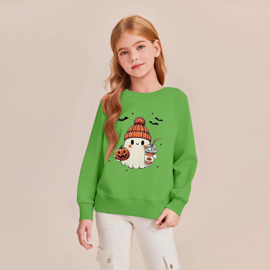 Children's Fashion Loose-fitting Casual Halloween Long-sleeved Printed Round Neck Sweatshirt