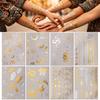 Removable Tattoo Sticker Golden Silver-color Metallic for Women Girls, Temporary Tattoos Face Body Arm Decoration, Waterproof Fake Decal Wedding