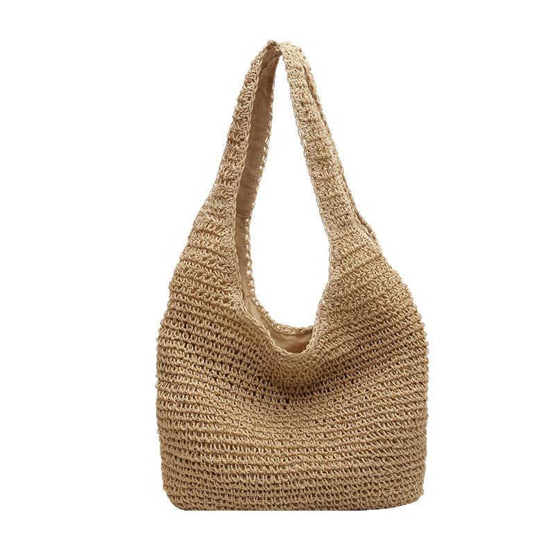 Woven straw bag women's large-capacity new summer versatile shoulder beach bag textured bucket bag