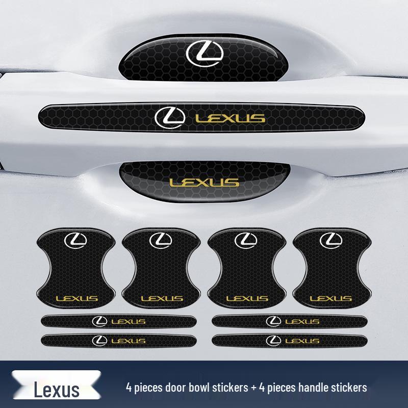 Black Reflective Rhombus Car Door Handle Protector: Anti-collision, Anti-scratch, Wear-resistant Sticker