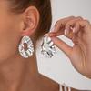 Wind Liquid Metal Pleated Stud Earrings Fashionable Geometric Hollow Glossy Earrings Women