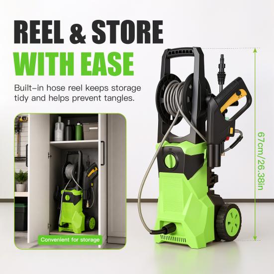 High Pressure Cleaner 4800PSI Electric Washer with 4 Nozzles & 33Ft Hose Power Overheat Protect for Car Fence Patio Cleaning Heavy Duty