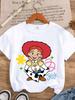 S Toy Story Jesse Cowboy Handwritten Name Printed Black Cotton Tshirt Cute Cartoon Casual Tshirt