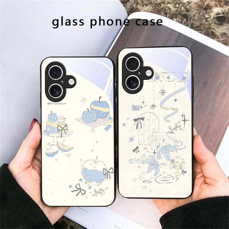 Fresh and Healing Breeze For iPhone 17 Air 16 E 15 Plus 14 Pro Max 13 12 Mini 11 5 6 7 8 Plus XR XSMax SE Black Glass Phone Case