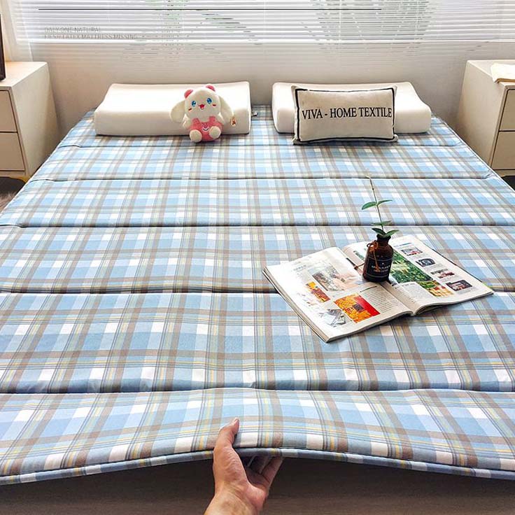WTEMPO Soft Home Double-sided Bed Mattress Plaid Printed Thickened Single/Double Mattress Cushion Quilts Warm Winter Single Student Dormitory Mattress
