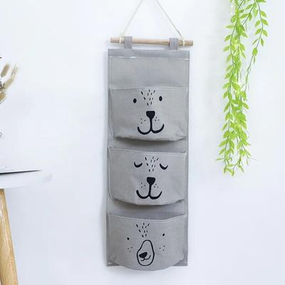 Three Pockets Storage Hanging Bag Wall Mounted Dormitory Storage Bedside Small Cloth Bag Wall Storage Bag Hanging Wall Storage