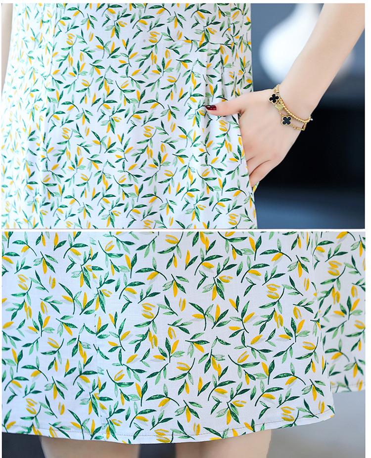 2024 Women's Floral Mid-Length Cotton Silk Slimming Plus Size Skirt Dress
