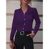 Chemise Femme Tempérament Décontractée Ample Confortable Bouton Revers Mode Chemise Couleur Unie Manches Longues Chemise de Bureau Femme