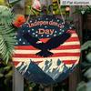 2D Flat, 1pc Independence Day Patriotic Decor Aluminum Metal Sign with American Flag, Eagle, And Mountain Pattern - Red, White, And Blue Independence