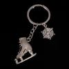 Silver Color Ice Skates Snowflake Pendant Key Ring Skating Key Chain Keychain