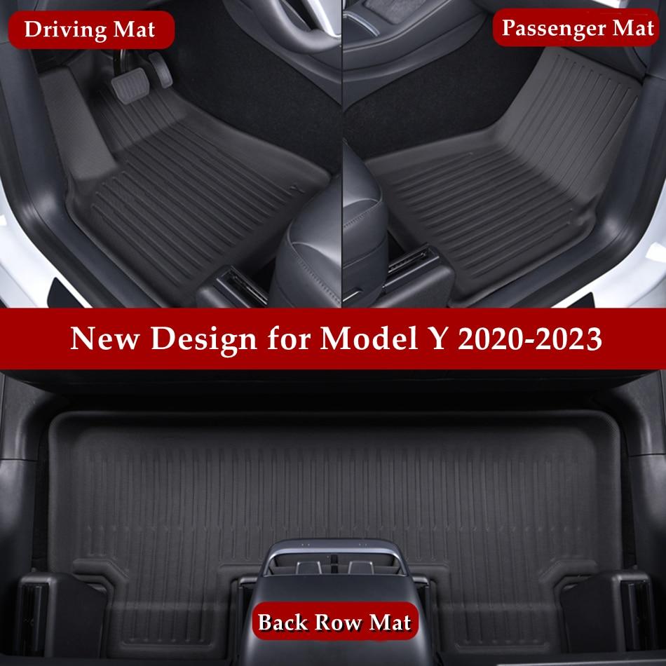 

Для Tesla Model Y 2020-2023, новый дизайн, 3D XPE, полностью окруженные автомобильные напольные коврики, коврики для багажника, коврики для багажника, подушки для спинки сиденья