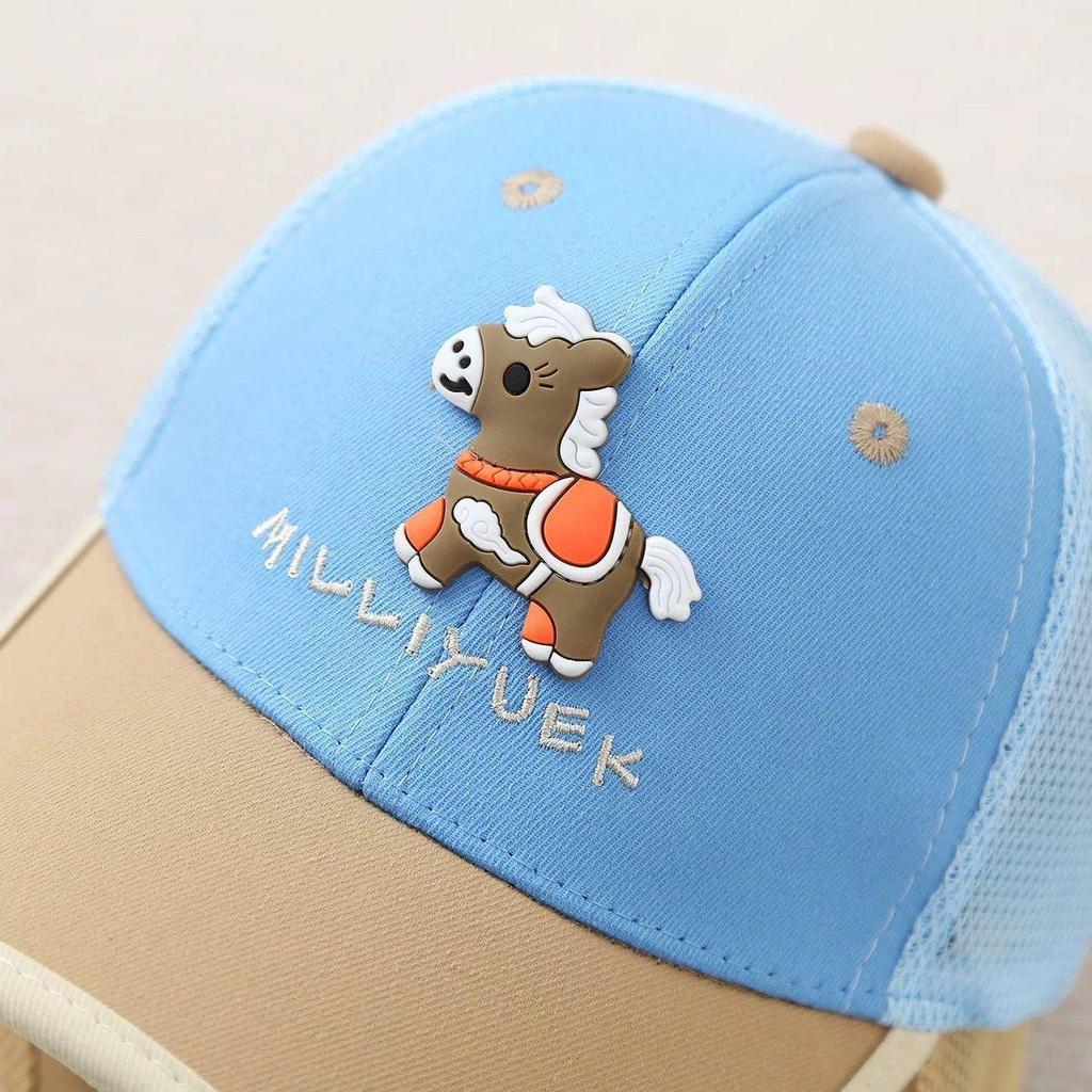Korean Style Little Pony Embroidered Mesh Baseball Cap for Kids - Sun Protection Duckbill Hat