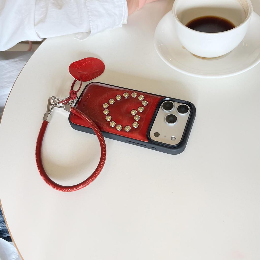 iPhone 17 Pro Max Case: High-End Leather Texture with 3D Rivets, Also Fits iPhone 16 Pro and iPhone 15