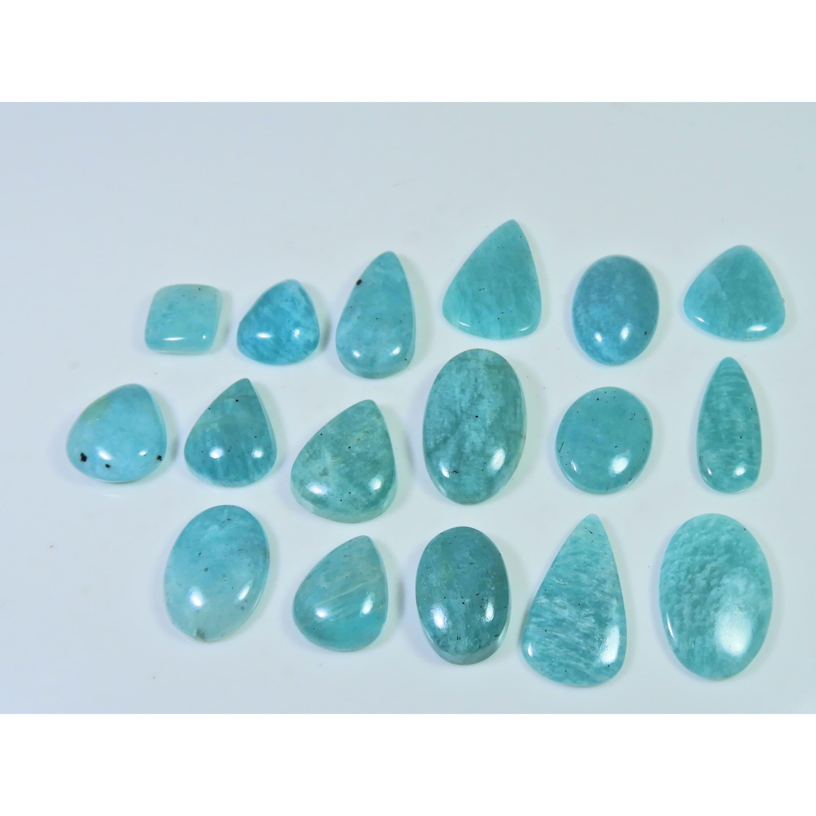 

184Cts. Натуральный Амазонит Микс Кабошон Свободный Драгоценный Камень Лот 17 Шт. C-654