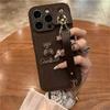 Luxury Leather 3D Bear Wristband Protective Phone Case For iPhone 15 14 13 Pro Max 11 12 Shockproof Cover