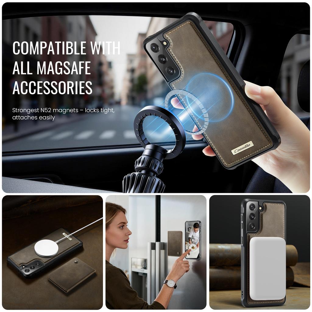 For Samsung Galaxy S21 5G/Galaxy S21 4G Magnetic Case CASEME ME80 Series Leather PC TPU Phone Cover with Detachable Wallet