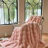 Autumn-Winter Double-Layer Faux Rabbit Fur Plush Nap Throw Blanket Shawl