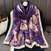 Autumn and Winter New Beautiful Brocade Silk Silk Satin Simulation Silk Foreign Silk Scarf High Fashion Versatile Sunscreen Shawl Scarf