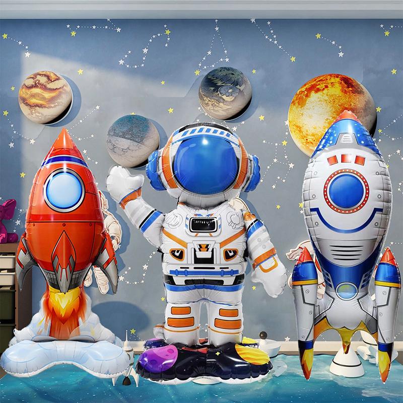 3D Astronaut Folienballon Raketenballons Weltraumballons Für Jungen Kinder Astronauta Universum Serie Weltraum Geburtstagsparty Deko