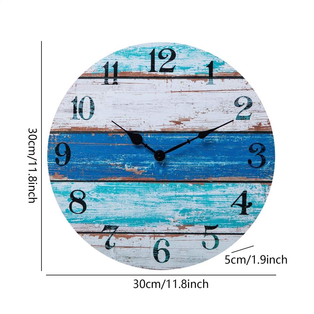 1pc Stylish And Silent Beach Blue Wall Clock For Your Kitchen Battery Not Included Home Decor Parts Accessories