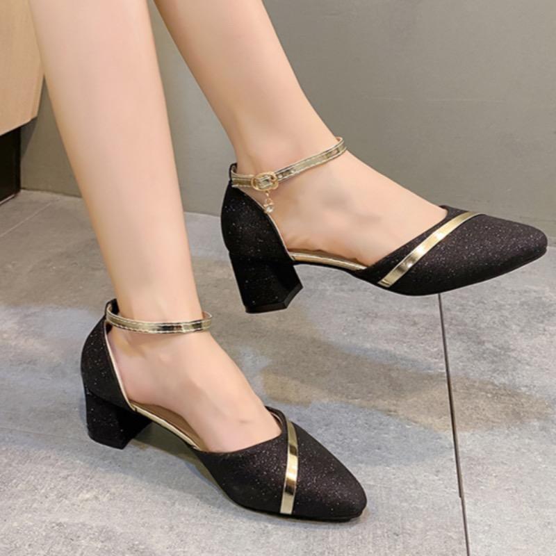 Summer Women's High Heels Luxury Sequined High Heels Sexy Pointed End Lady Sandal Wedding Bridal Shoes for Women Sandalias Mujer