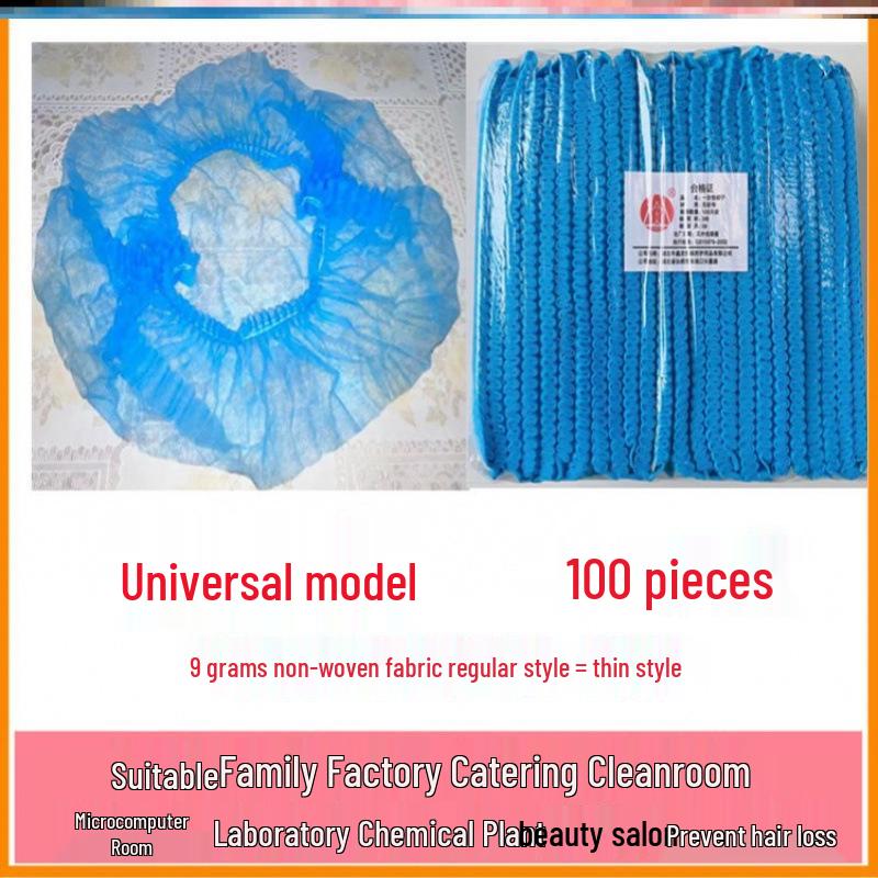Disposable Black Hairnet Cap - Non-woven Fabric for Industrial Use