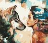 DIY wolf woman painting by numbers kit with frame artistic entertainment