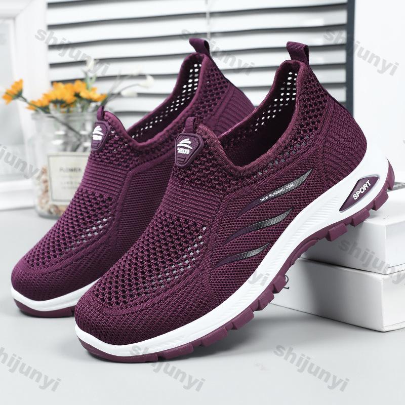 Fashion Women Casual Shoes Summer Fly Weave Mesh Breathable Soft Sole Sneakers Fashion Slip On Lightweight Comfortable Vulcanized Shoes