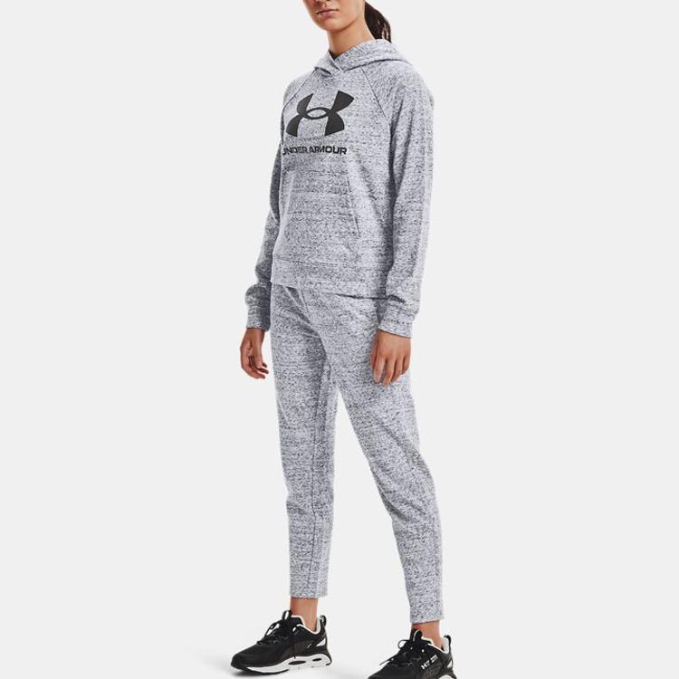 Under Armour Pullover Hooded Printed Long Sleeve Sweatshirt Women tops Gray 1369460-011