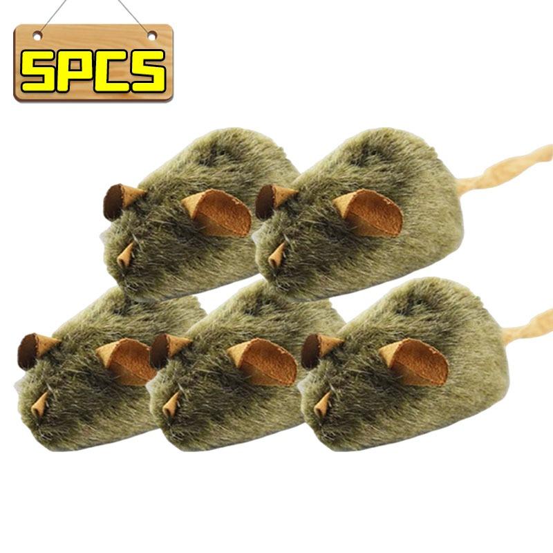 1/5 Stuks Interactief Muis Pluche Kat Kauwspeelgoed Piepend Imitatie Muis Bijtbestendig Kittenspeelgoed Interactief Pluche Kat Speelgoed Benodigdheden