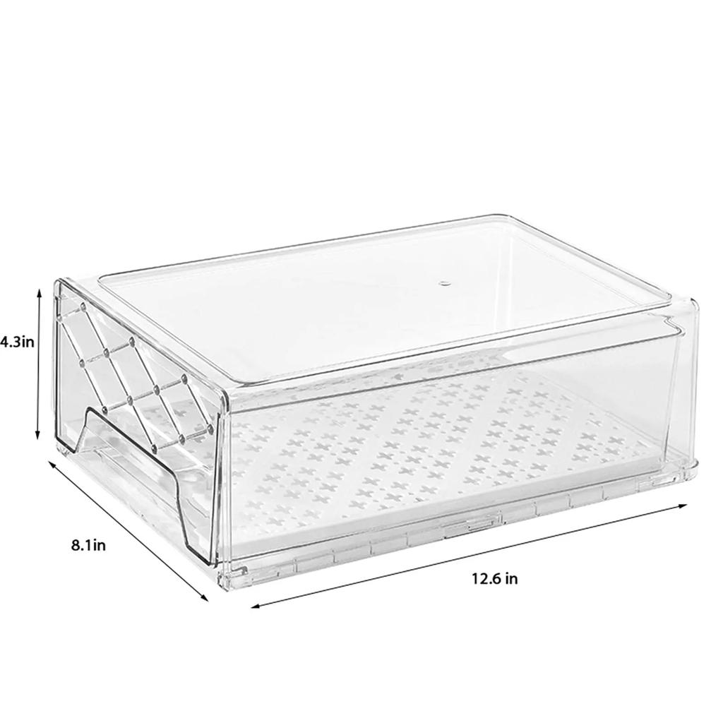 Kühlschrank Organizer Stapelbare Kühlschrank Organizer Behälter Wiederverwendbare Lebensmittelaufbewahrungsbehälter, Kühlschubladen-Organizer für Zuhause Küche