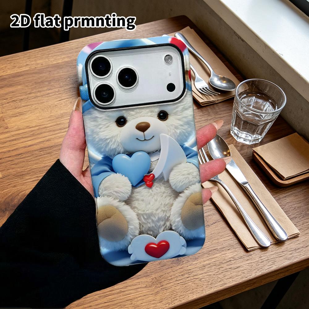 Phone Case: 2D Flat Design Suitable for iPhone 18 17 16 15 14 13 Pro Film Protective Case, Couple Style, Plush Little Bear, Christmas and Halloween Gi