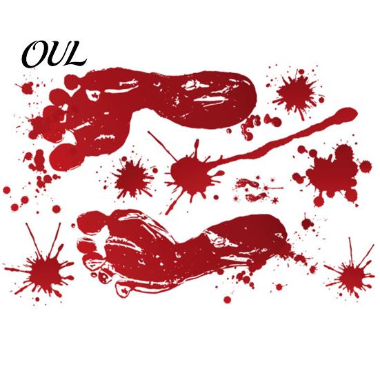 Stain-proof Window Cling Halloween Blood Handprints/Footprints Wall Stickers, Removable Decals, Spooky Waterproof PVC Decal DIY Decoration for Living