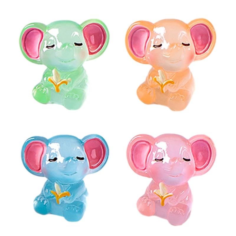 

Mini Luminous Resin Love Elephant Glowing in The Dark Miniature Ornament Tiny Elephants for Garden Dollhouse Accessories 1