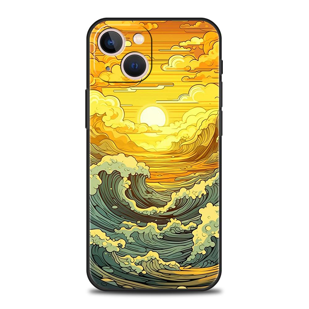 Luxury TPU Phone Case For iPhone 17 Air 16E 16 11 15 14 Pro MAX 12 13 7 8 Plus X XR XS SE 2022 Cover Fashion Great Blue Wave