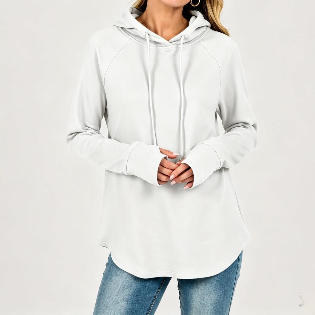 Women's Long Sleeve Loose Fit Longline Hooded Top