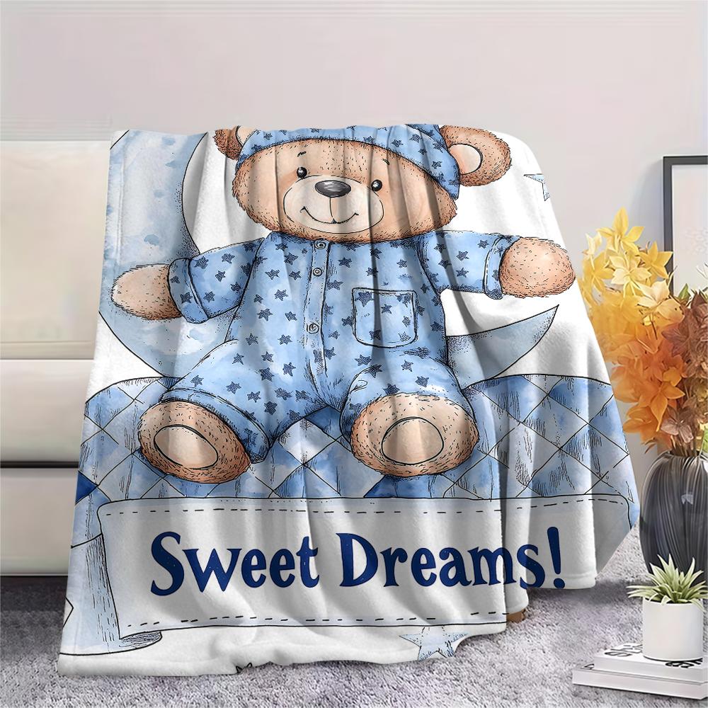 Princess and Little Bear Print Flannel Blanket,High Quality Comfortable for All Seasons,Home Decor,Warmth and Comfort,Perfect for Christmas Gifts