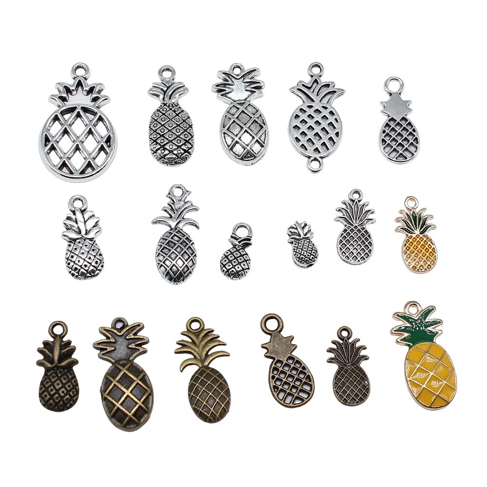 10pcs Tibetan Bronze Silver Color Pendants Antique Jewelry Making DIY Handmade Craft Pineapple Charms For Jewelry Making