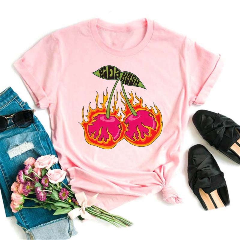 Maycaur Tee Women T-shirt Summer Short Sleeve Avocado Print Clothes Fashion Cartoon Fruit Graphic T Shirt Kawai Female Tops TEE