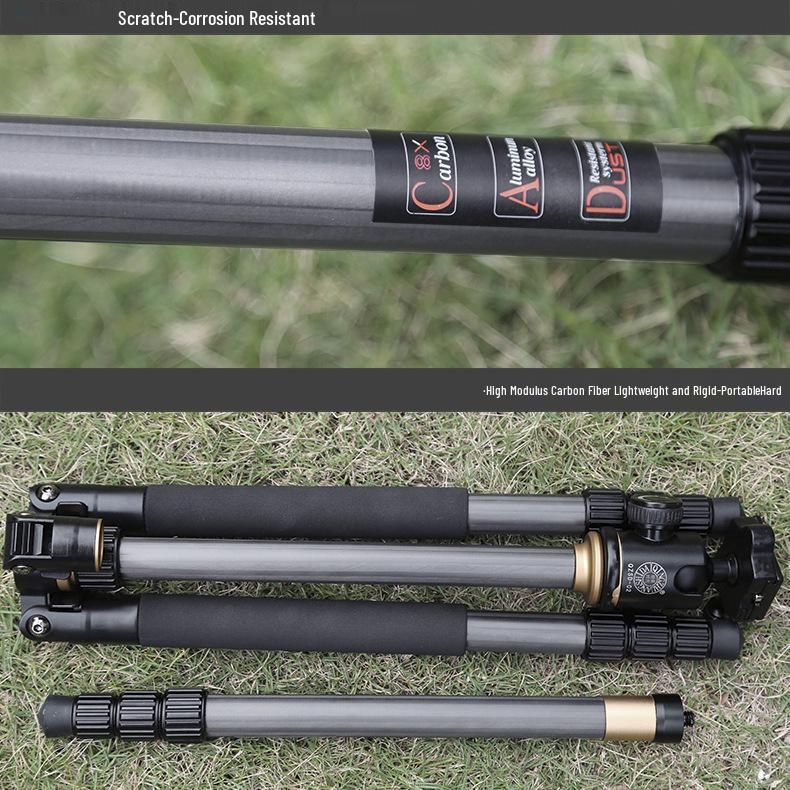 8-Light Edition Q222C Carbon Fiber DSLR Camera Tripod for Photography & Videography - Portable & Travel-Friendly