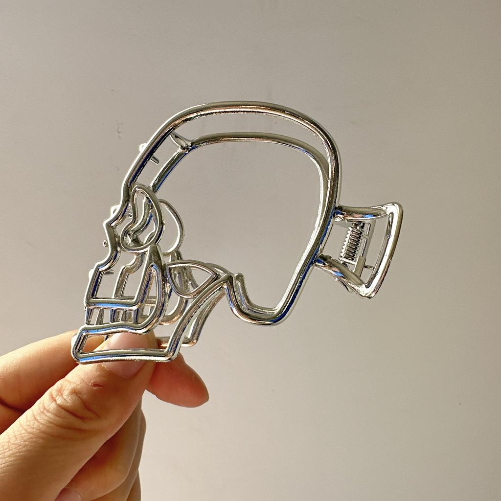 Large Metal Hair Claw Clip Fish Bone Irregular Hairpins Punk Style Silver Hair Claws Barrettes Women HairClips Hair Accessories