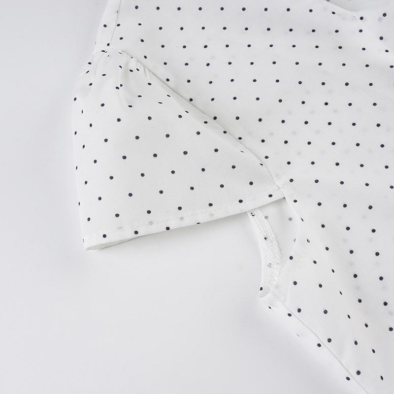Chemise à Bretelles à Pois Français - Haut d'Été Mignon Coupe Ajustée Manches Courtes