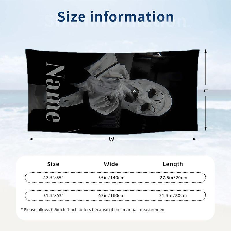 Art the Clown Custom Name Printed Beach Towel Personalized Soft Towel For Swimming Beach Travel