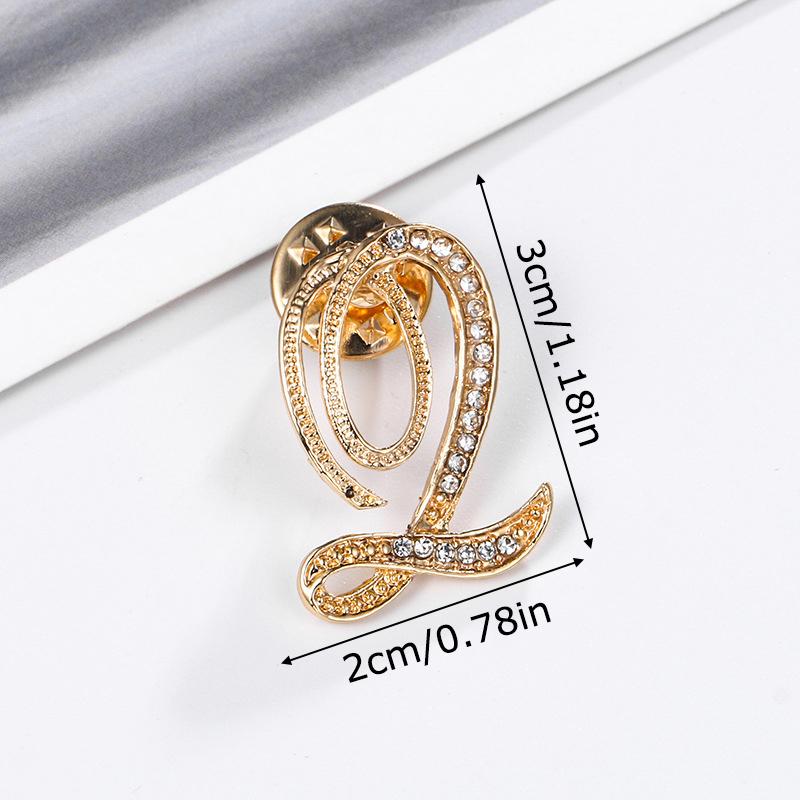 1PC Rhinestones Clothing Accessories Shirts Badge Gifts Lapel Pin Party Women's Brooches Dinner Letter Brooch Dress European A-Z